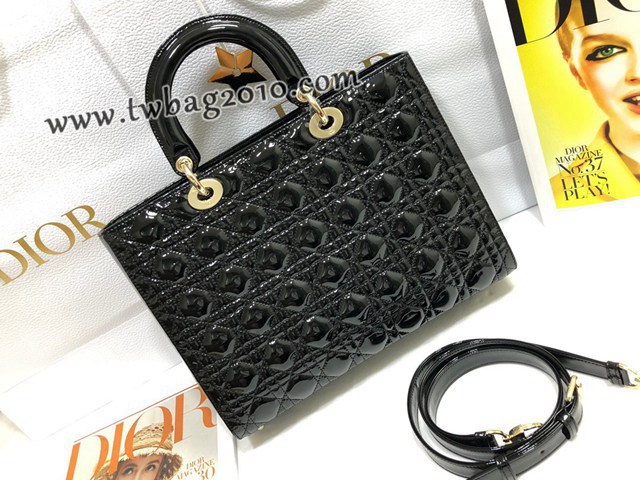 Dior专柜新款迪奥顶级原单Lady七格漆皮翻盖手提女包 djfk1114